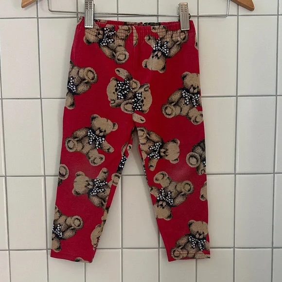 Vintage Red Teddy Bear Leggings, size 2T - Picture 2 of 5